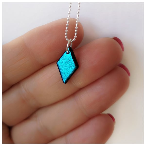 diamond shaped pendant on sterling silver chain