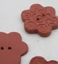 5 Mixed Terracotta Ceramic Flower Buttons - Image 5