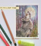 Howl at The Moon, a small original wolf drawing, animal wall art - Image 3