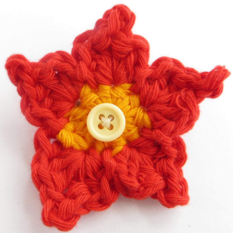  Flower Corsage Brooch - Red, Orange & Yellow