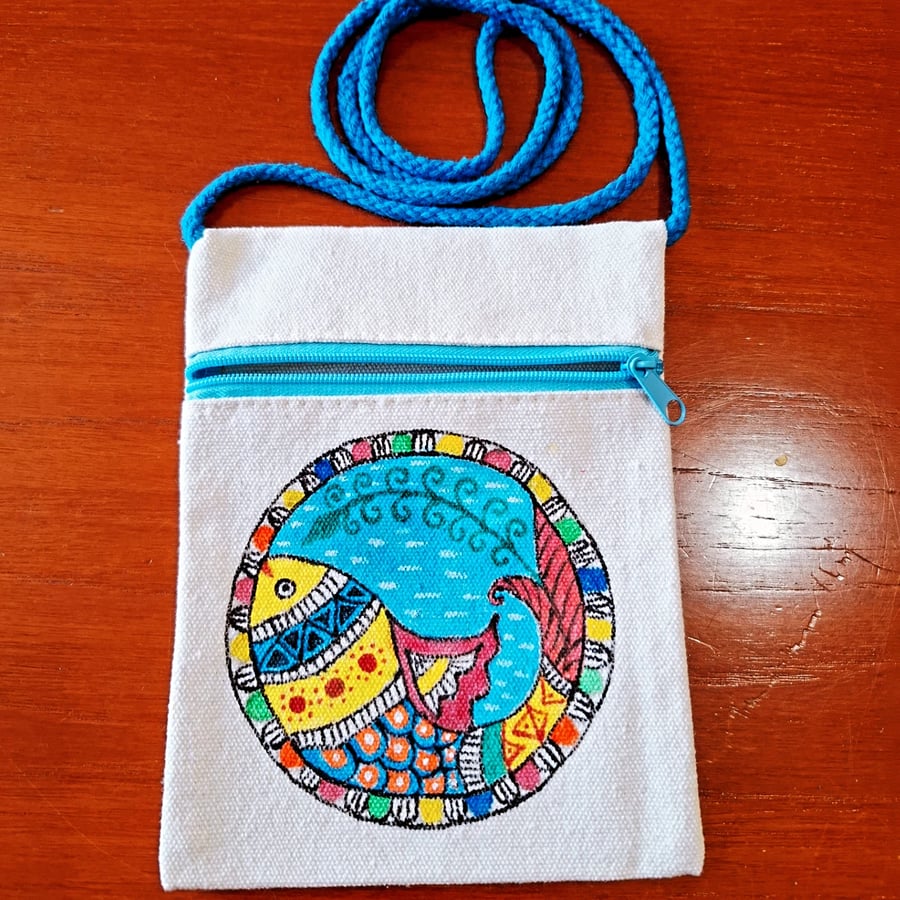 Handpainted Crossbody Tote Bag 