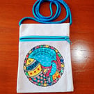 Handpainted Crossbody Tote Bag 