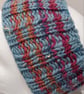 Hand Knitted stripey Merino Headband in Powder Blue  - Image 2