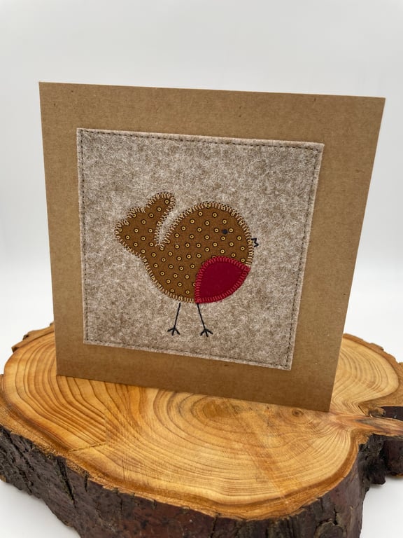 Appliqué Robin Christmas Card