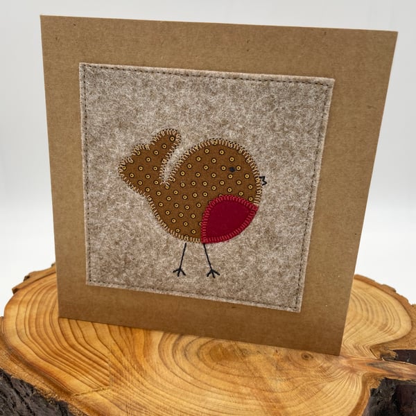 Appliqué Robin Christmas Card