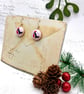 Robins wearing winter hats nostalgic festive fabric button dangle earrings - Image 7