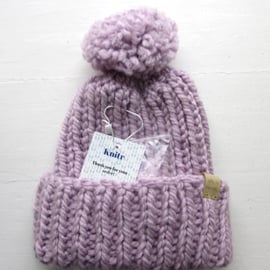 Classic Super chunky ribbed hat in pink M size
