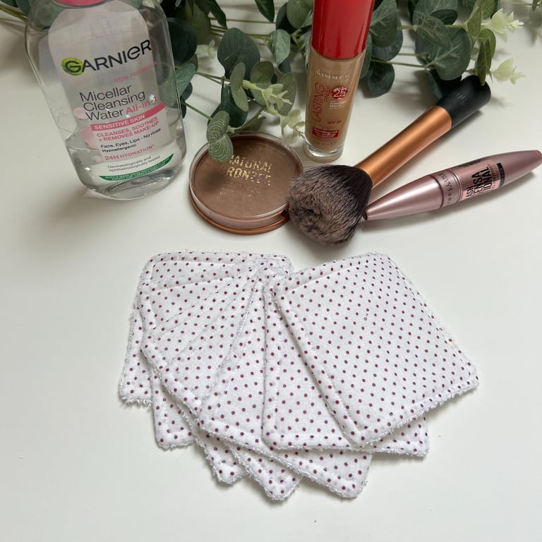 Reusable Bamboo Towelling Face Pads Pack of 7 - Purple Polka Dots