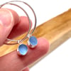 Pretty Blue Sea Glass Hoop Earrings