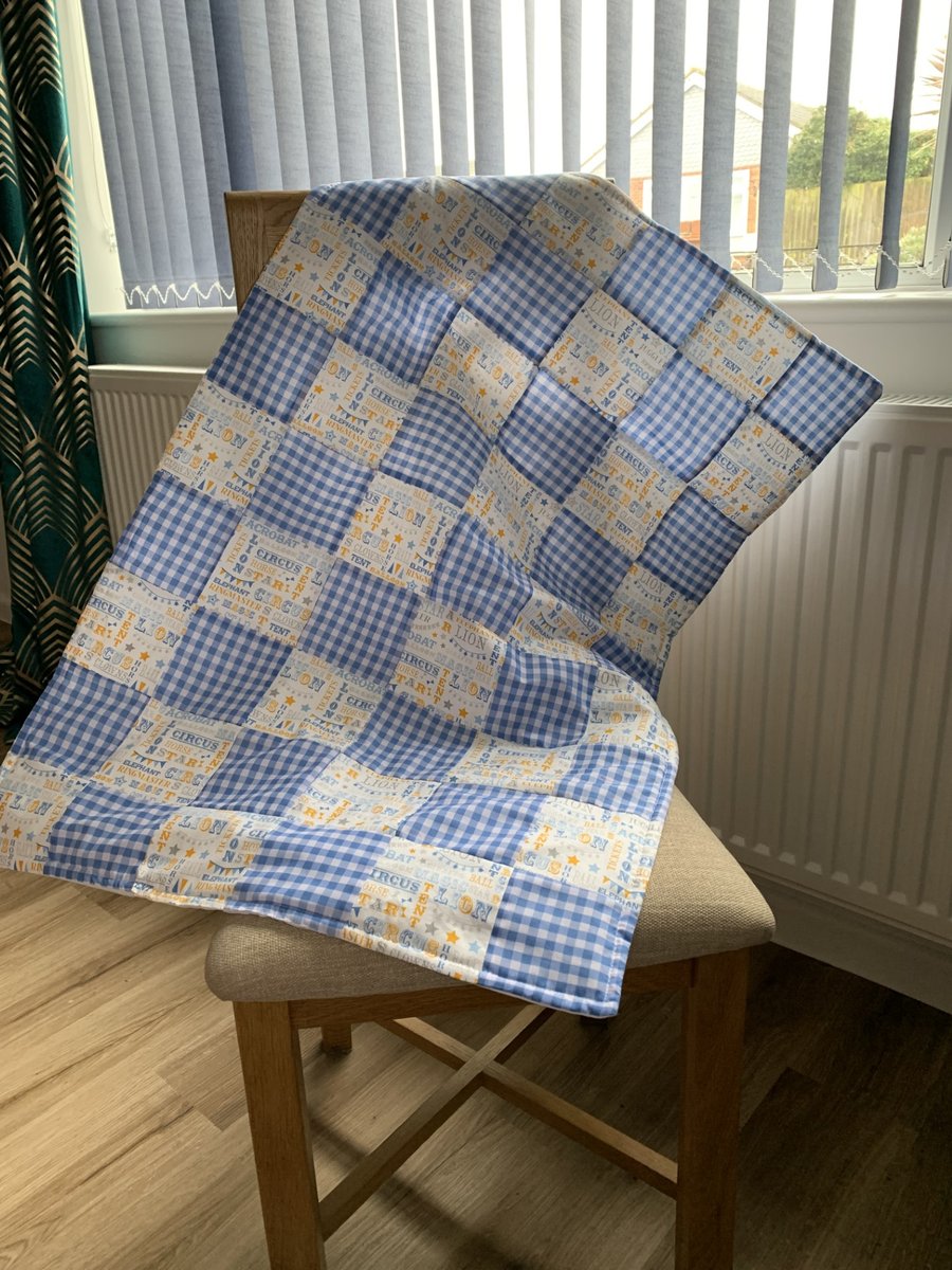 patchwork blue gingham Quilt