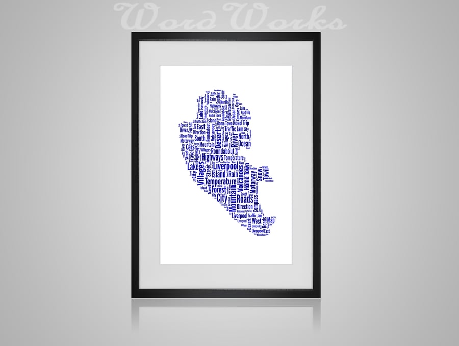 Personalised Liverpool Map Design Word Art Gifts  