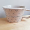 Ceramic stoneware doodle tea cup coffee mug handmade doodle cup Seconds Sunday
