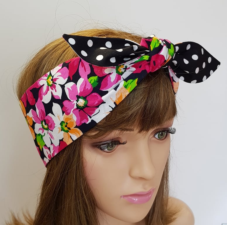 Rockabilly head scarf pin up hair scarf bandanna summer headscarf