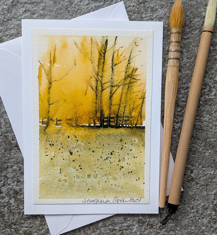 Winter Sun. Blank Card. Original Painting. 260190