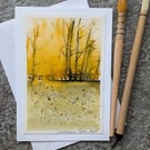 Winter Sun. Blank Card. Original Painting. 260190