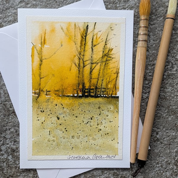 Winter Sun. Blank Card. Original Painting. 260190