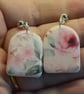 Rounded Rectangle Floral Drop Earrings