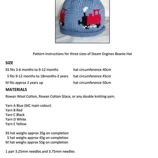 Steam Engines Beanie Hat PDF Knitting Pattern