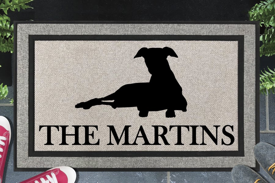 Whippet Dog Door Mat No.3 - Personalised Whippet All Weather Doormat - 45x70cm 