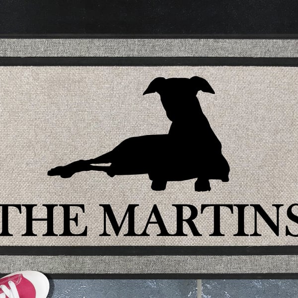 Whippet Dog Door Mat No.3 - Personalised Whippet All Weather Doormat - 45x70cm 