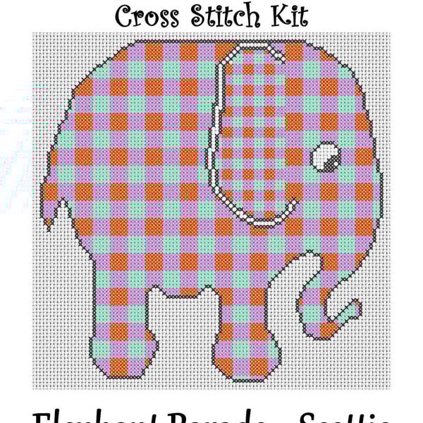 Elephant Parade Cross Stitch Kit Scottie Size Approx 7" x 7"  14 Count Aida