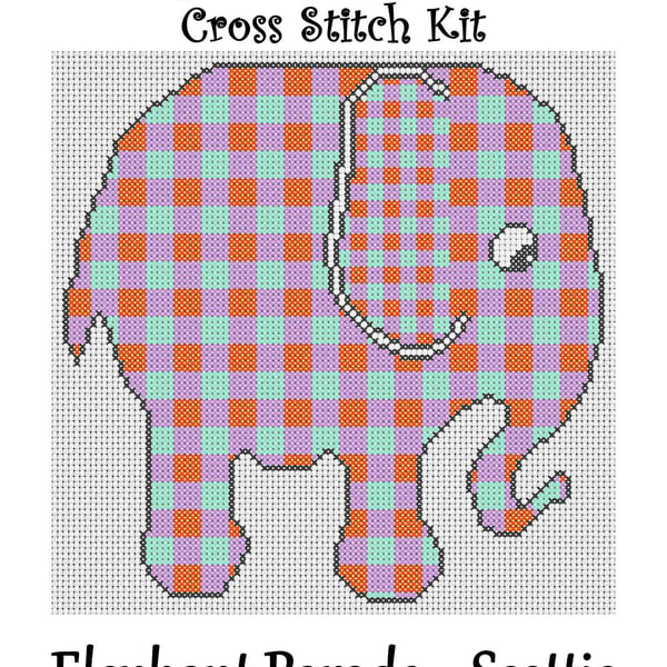 Elephant Parade Cross Stitch Kit Scottie Size Approx 7" x 7"  14 Count Aida