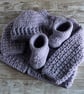 Crochet Lilac Blanket Hat Cardigan and Booties - Image 8
