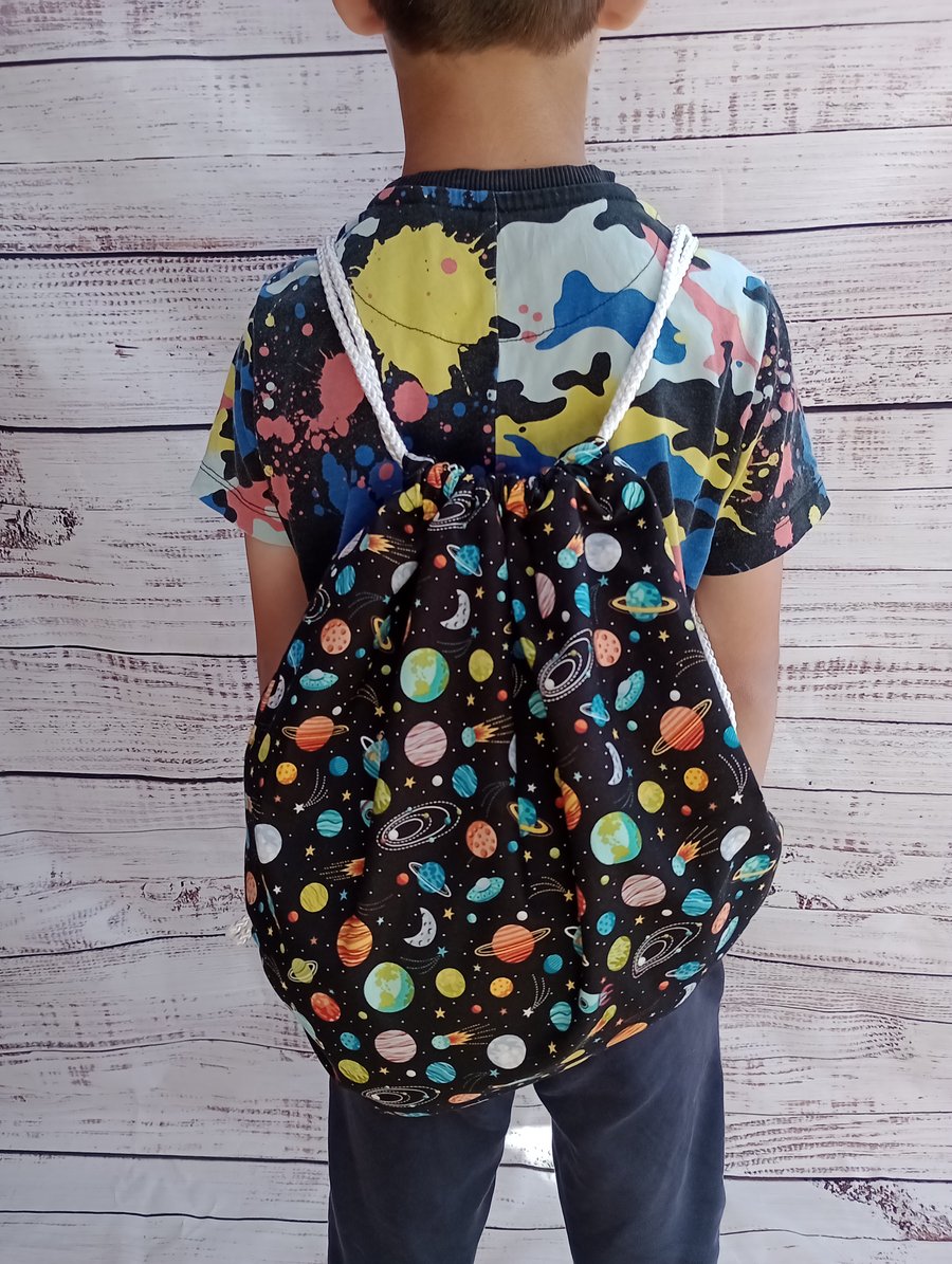 Space child's drawstring backpack