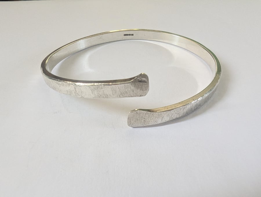 Textured Open Bangle, Sterling Silver