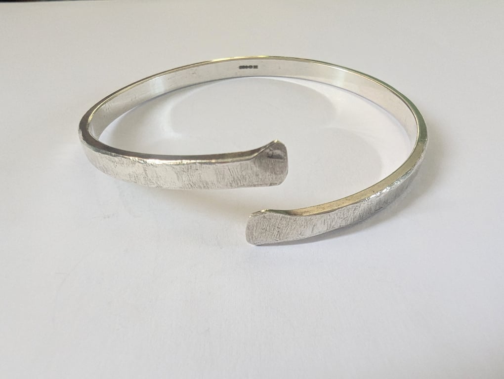 Textured Open Bangle, Sterling Silver