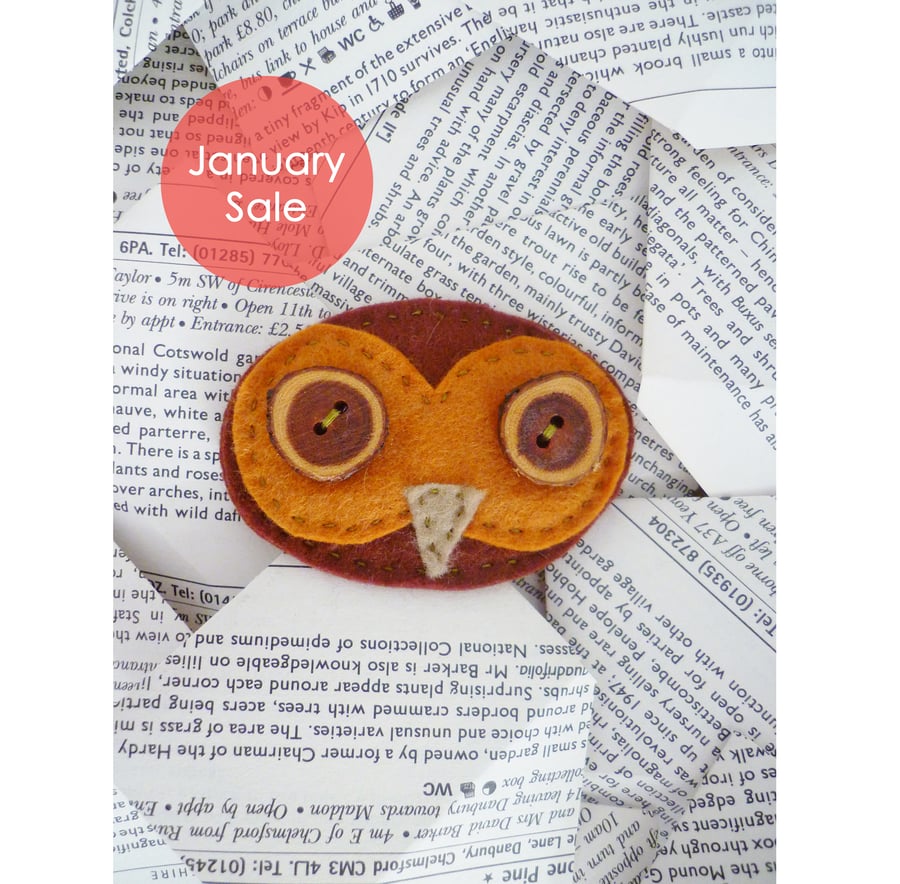 Sale - Free Postage - Felt Owl Fridge Magnet