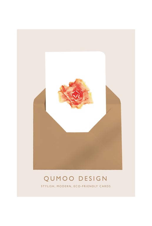 Peachy rose flowers Greetings Card Wedding (QM 332)