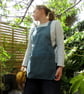 Harvesting Pouch Apron with Cross Back Straps for Gardeners. Teal Canvas