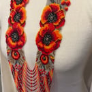 Enchanting Poppies – Beaded Ukrainian Necklace 