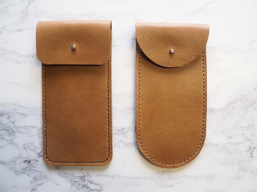 Leather Glasses Sleeve, Tan Brown and Cream Sunglasses Cases