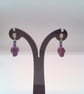 Howlite Skull And Purple and Black Miracle Bead Stud Earrings, Halloween - Image 10