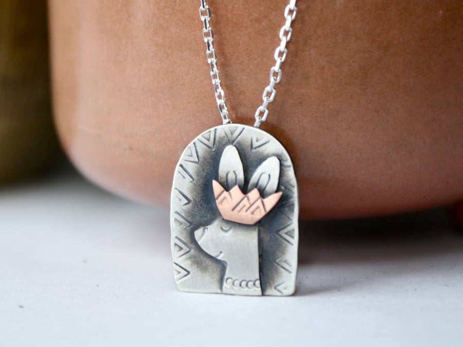 Rosemary rabbit silver party pendant