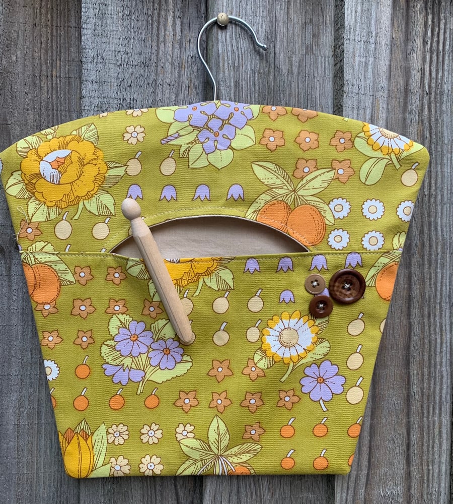 Vintage cotton peg bag Folksy