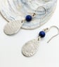 Lapis lazuli Drop earrings sterling silver sea ripples textured - Image 3