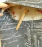Peg bag in dark grey vintage script fabric with floral lining for clothes pins - Image 5