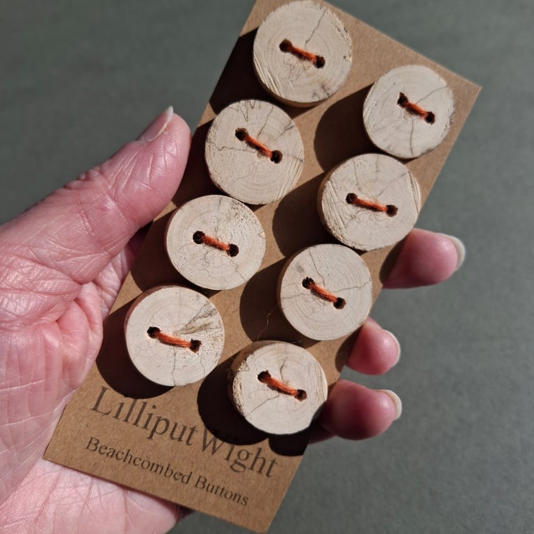 Set of eight chunky flat driftwood buttons