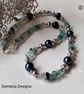 Designer Rainbow Fluorite & Shell Pearl Necklace  - Image 4