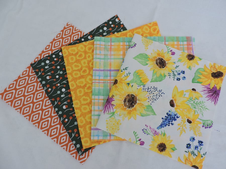 Clearance Sale 4.00 Cotton Fabric Remnants 5 Pieces  23cm x 46cm 