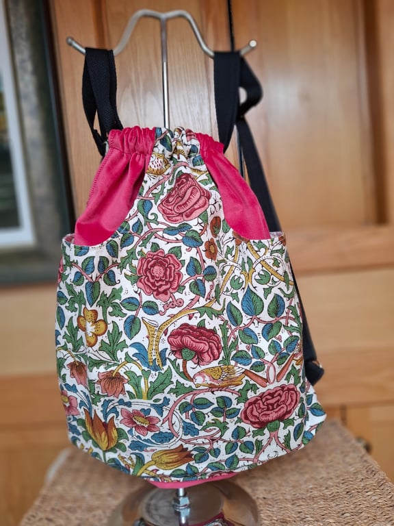 Red velvet drawstring backpack