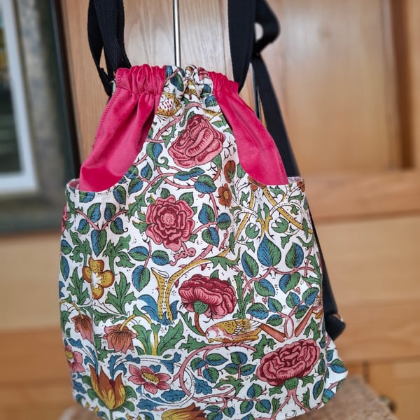 Red velvet drawstring backpack