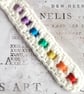 Hand Crochet Chakra Fidget Bag Charm, Beaded Sensory Aid, Anxiety Relief, White - Image 2