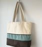 Colour Block Tote Bag - Misty Moorland, Handmade in Bristol