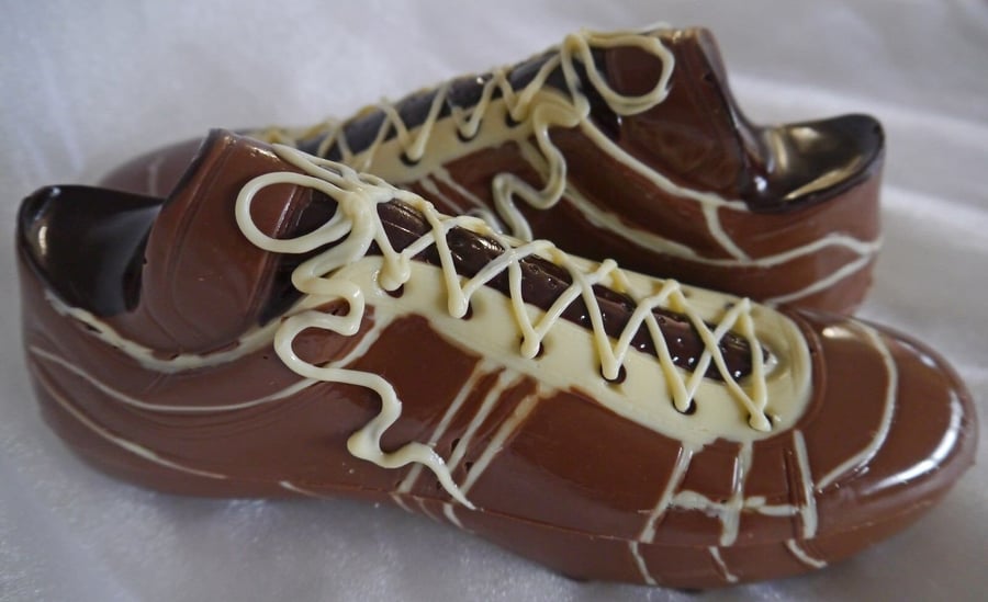 Hand-made Belgian chocolate football boot or a pair