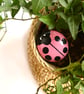 Pink Ladybird Stone - READY TO SHIP - Image 1