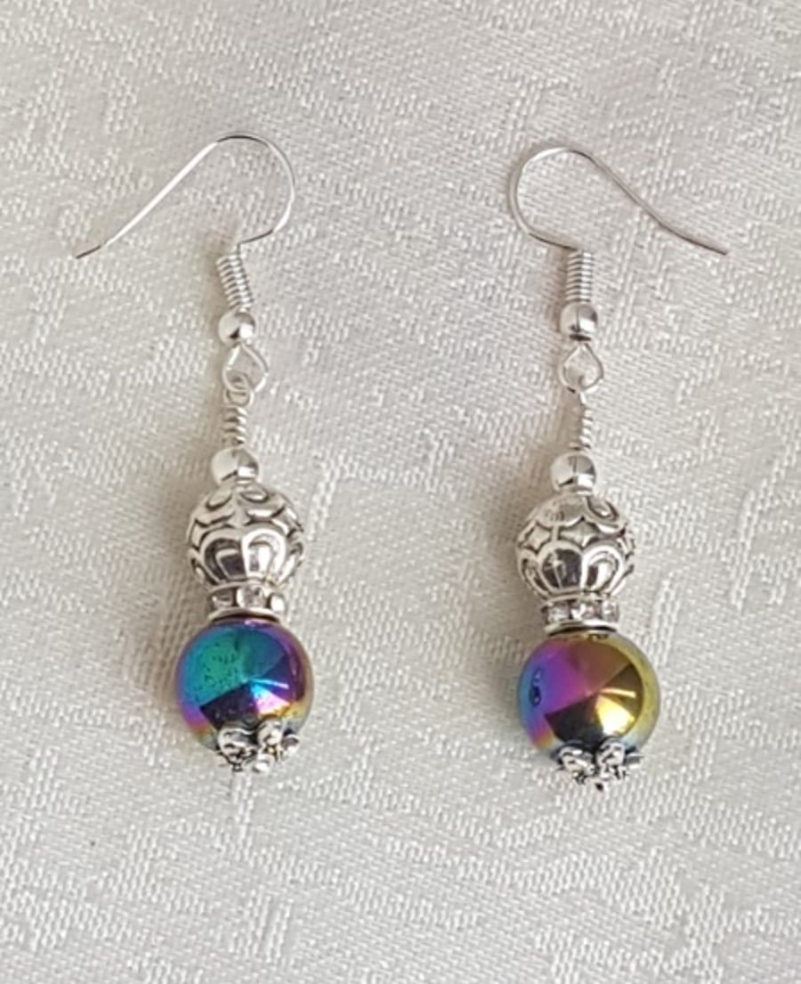Gorgeous Rainbow Haematite and Fancy Bead Earrings